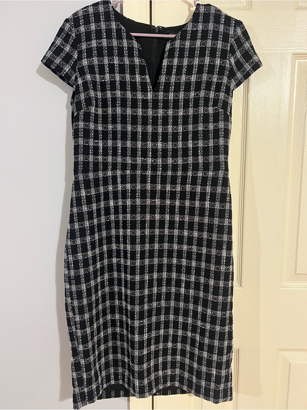 Banana Republic Black and White Check Midi Dress
